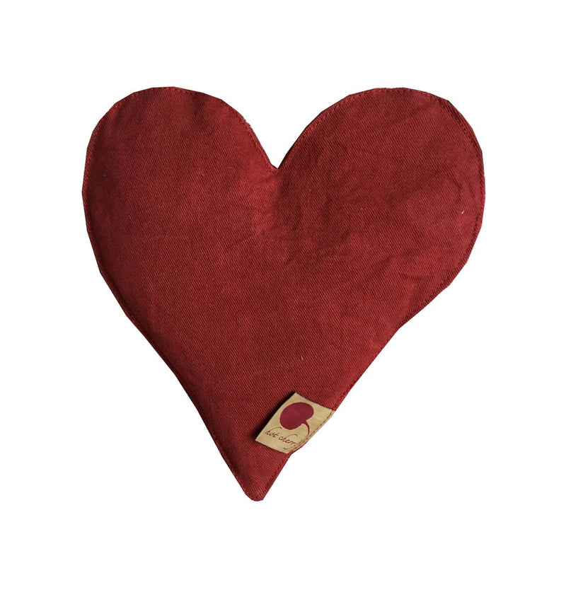 Heart Shaped Hot Cherry Pillow in Red Denim - Hot & Cold
