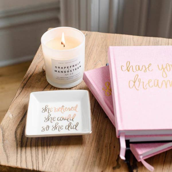 'Chase Your Dreams'~ Inspirational Pink and Gold Fabric Journal