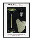 Jade Massage Set - Jade Roller, Gua Sha Tool, Facial Oil