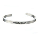 'Peaceful Heart' ~ Inspirational Quotable Cuff Bracelet